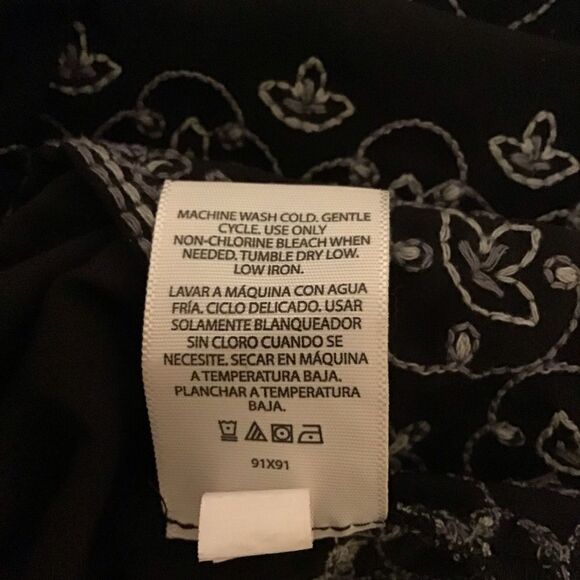 Time and Tru Black Boho Embroidered Dress L 12-14 - Picture 10 of 10